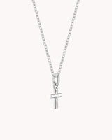 White Gold Petite Textured Cross Cable Chain Necklace — 2