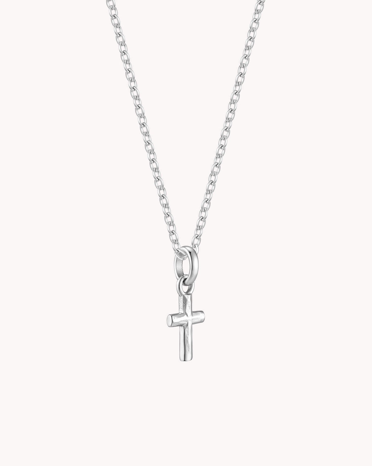 White Gold Petite Textured Cross Cable Chain Necklace — 2